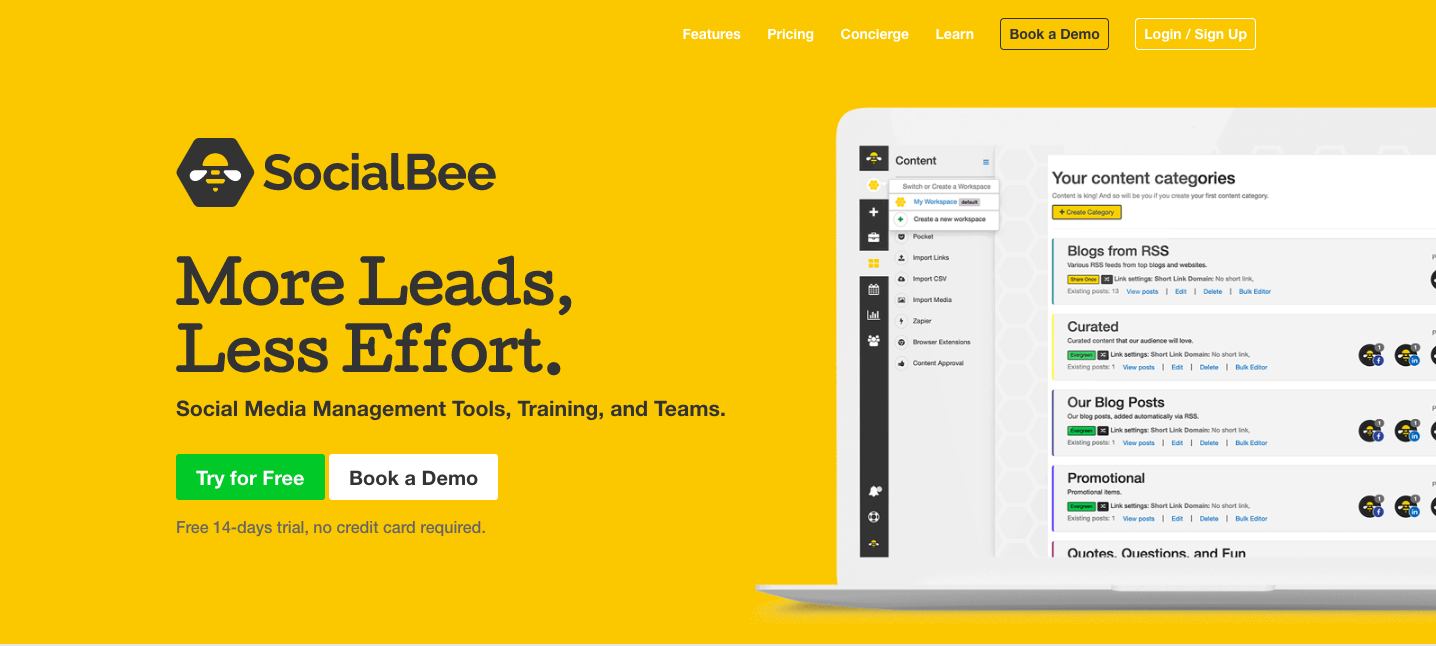 SocialBee homepage
