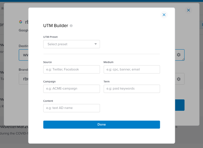 UTM builder - shorten long URL