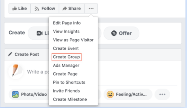 create a group on facebook